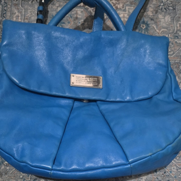 Marc By Marc Jacobs Vibrant Blue Backpack Distressed Hot Turqoiuse - Picture 2 of 7
